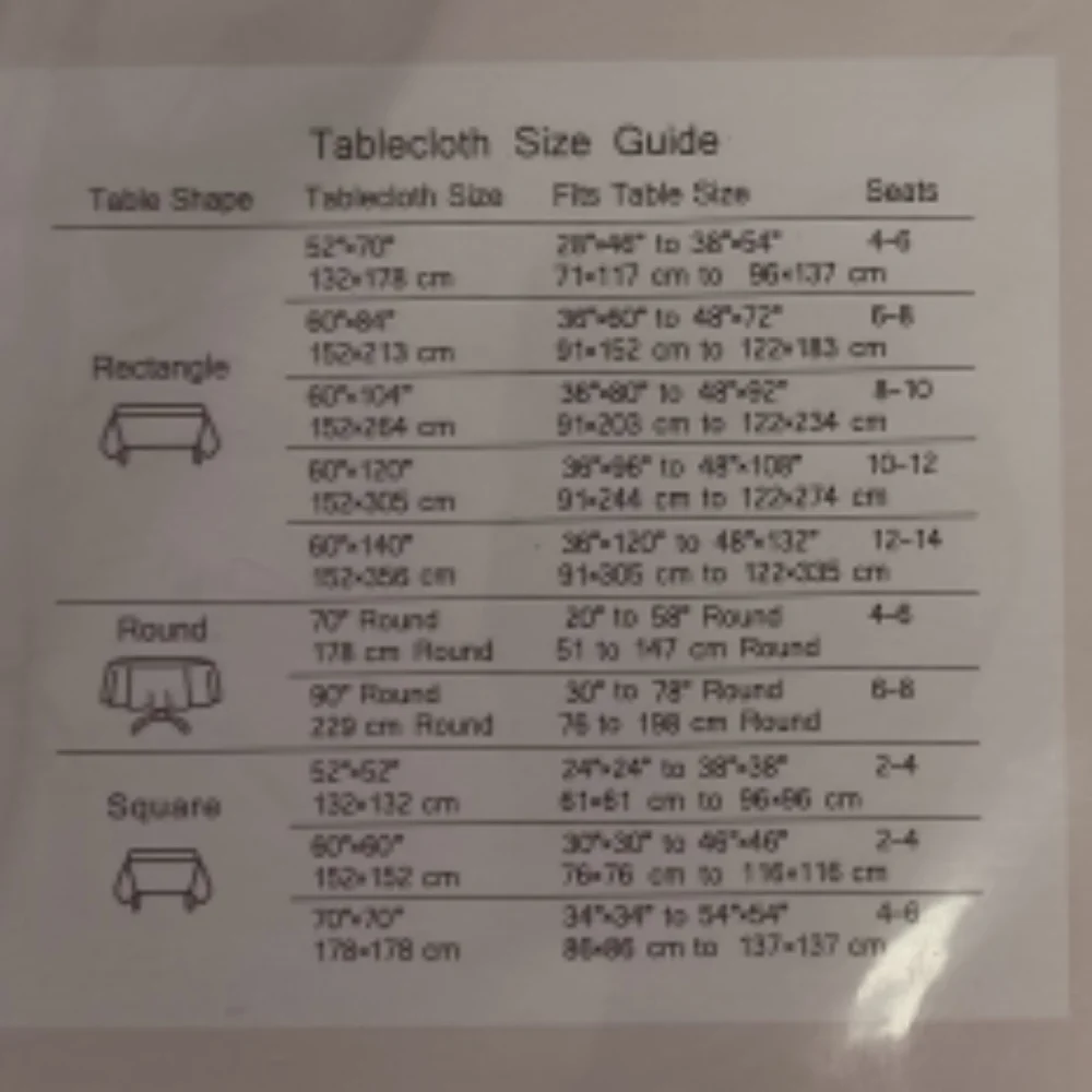 MAXMILL Nova Tablecloth Spillproof White Polyester 60 x 60 Square Kitchen Dining